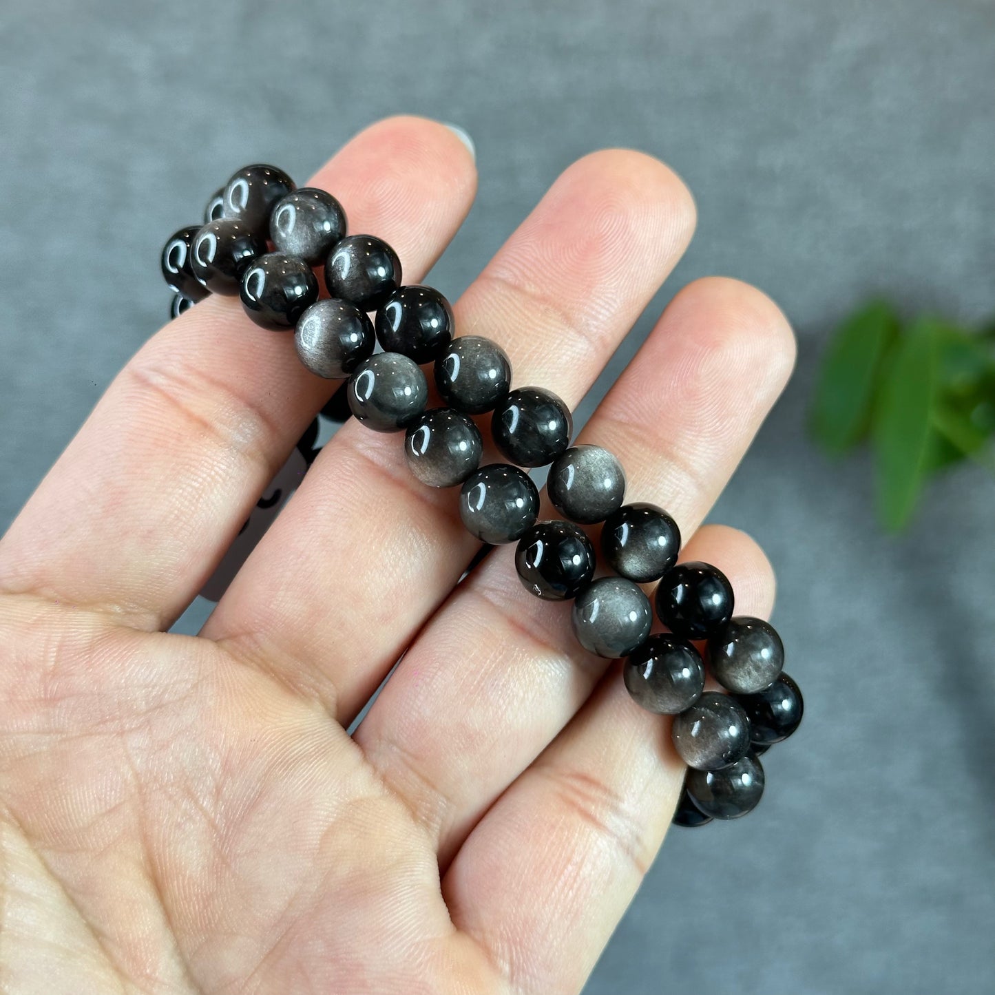 Natural Silver Obsidian Bracelet Size 8 mm