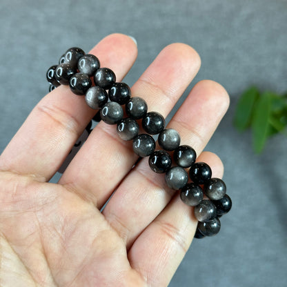 Natural Silver Obsidian Bracelet Size 8 mm