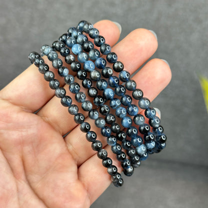Natural Midnight with Flash Aquamarine Triple Wrap Bracelet Size 6 mm