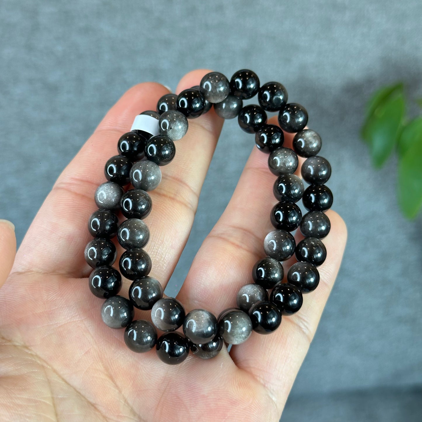 Natural Silver Obsidian Bracelet Size 8 mm