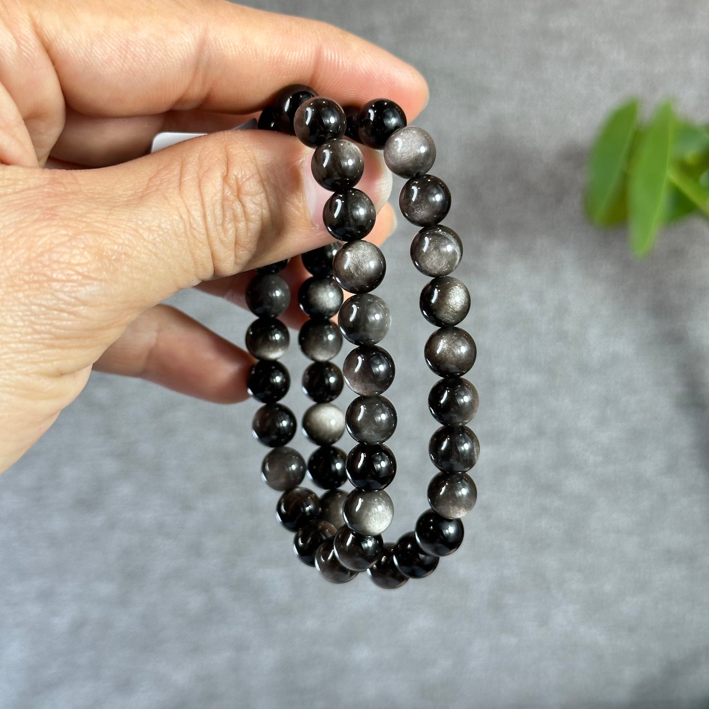 Natural Silver Obsidian Bracelet Size 8 mm