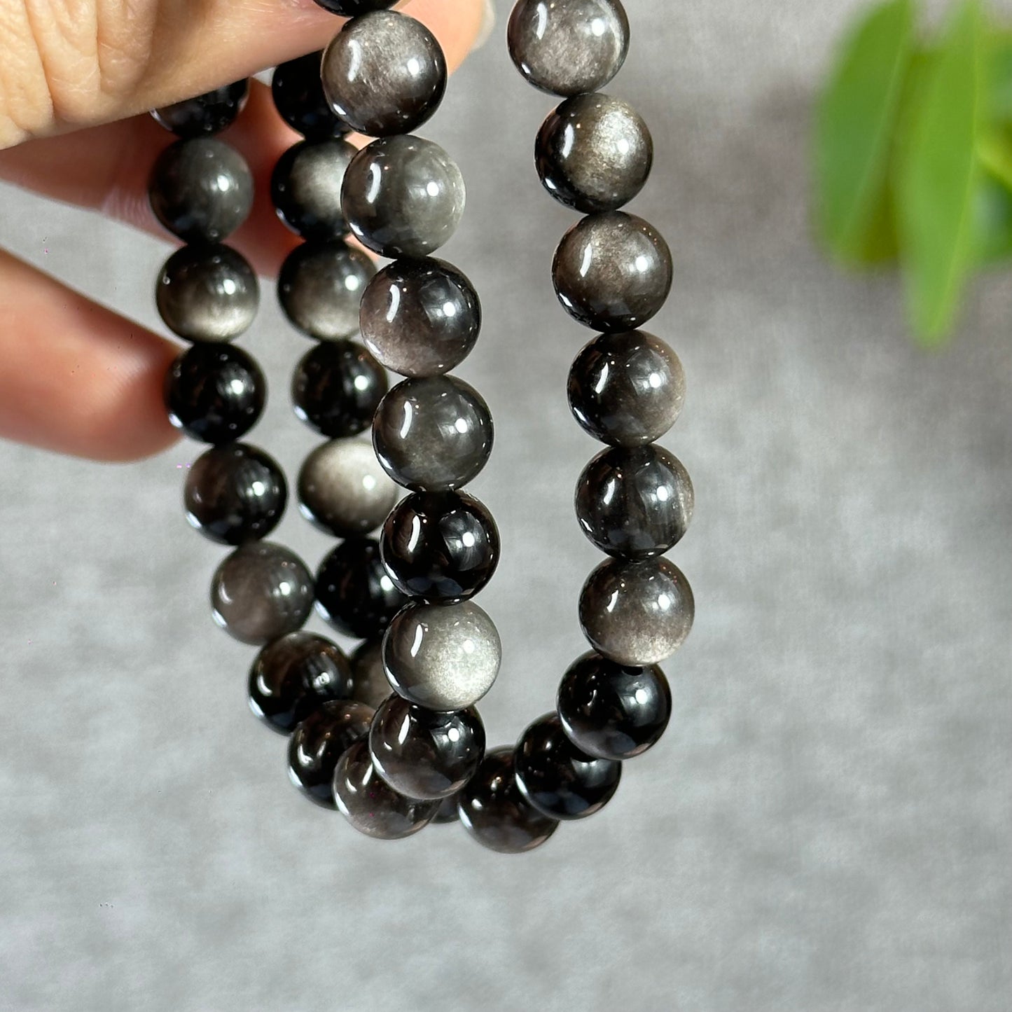 Natural Silver Obsidian Bracelet Size 8 mm