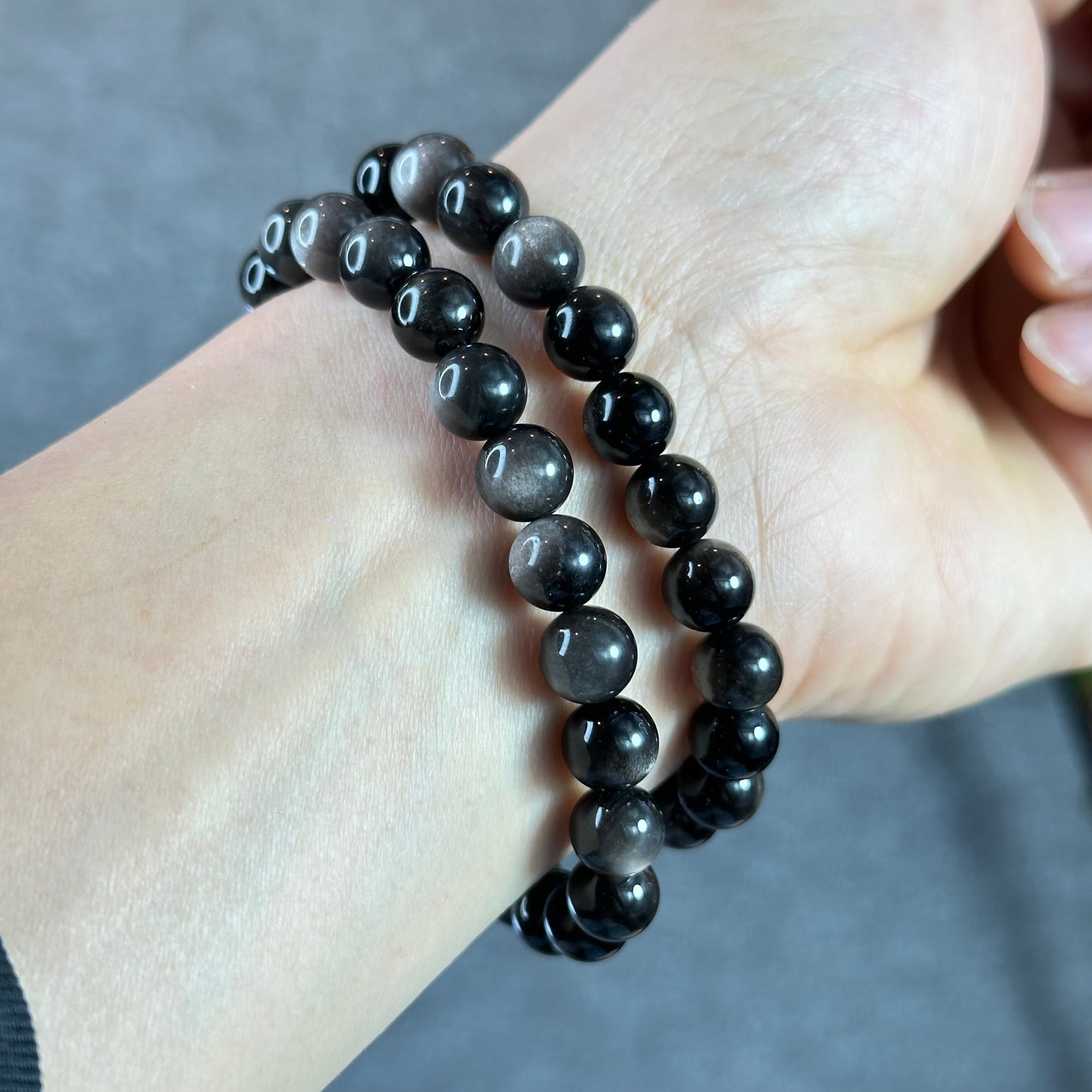Natural Silver Obsidian Bracelet Size 8 mm