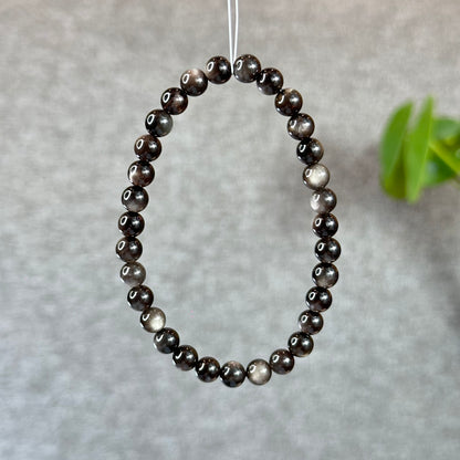 Natural Silver Obsidian Bracelet Size 6 mm