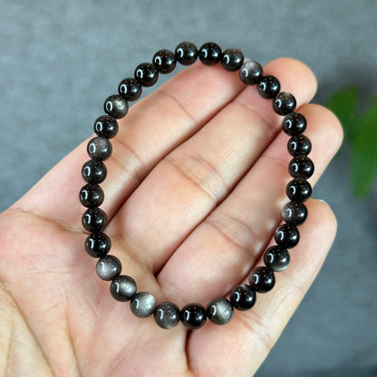 Natural Silver Obsidian Bracelet Size 6 mm