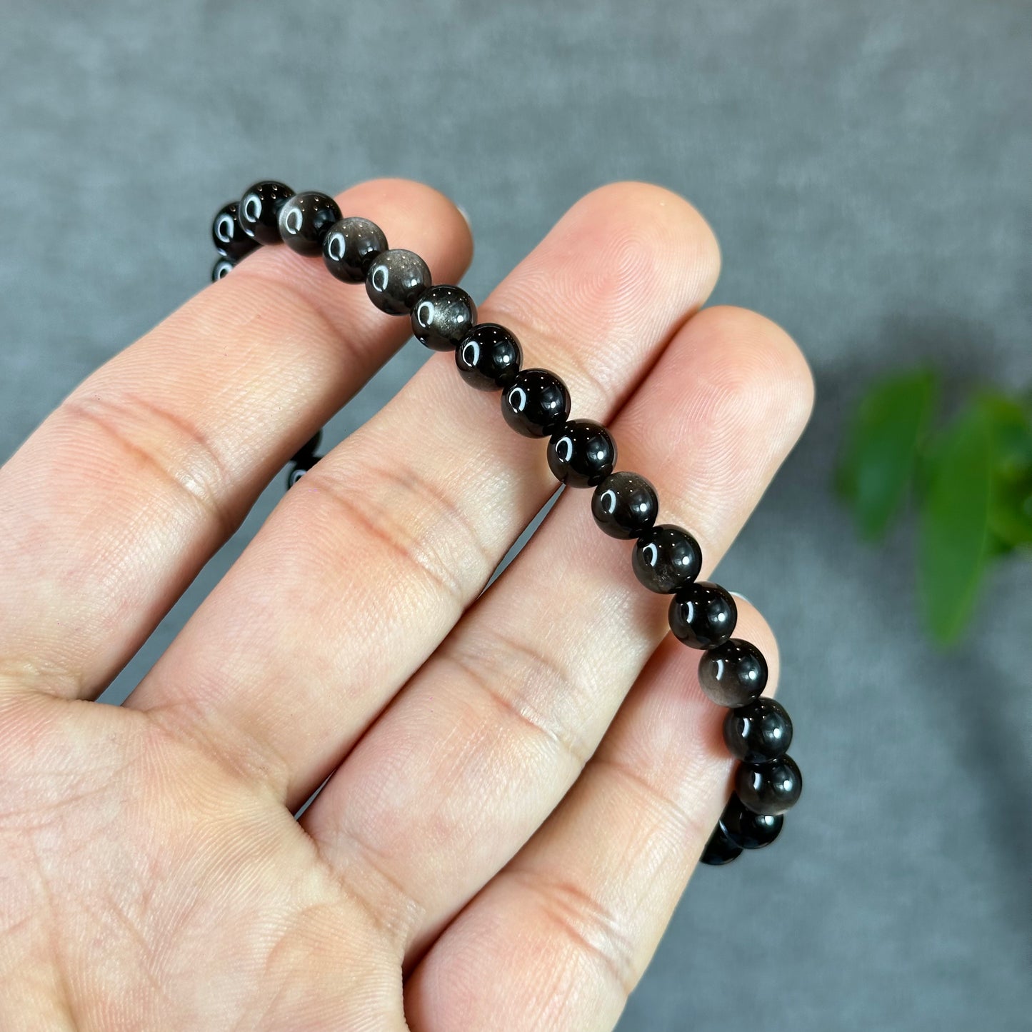 Natural Silver Obsidian Bracelet Size 6 mm