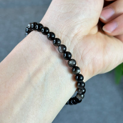 Natural Silver Obsidian Bracelet Size 6 mm