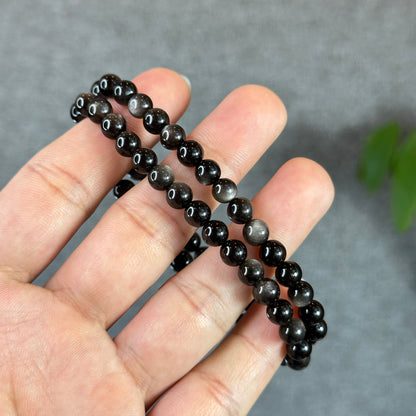Natural Silver Obsidian Bracelet Size 6 mm