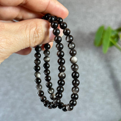 Natural Silver Obsidian Bracelet Size 6 mm