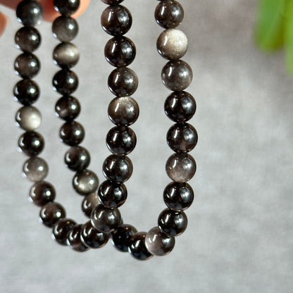 Natural Silver Obsidian Bracelet Size 6 mm