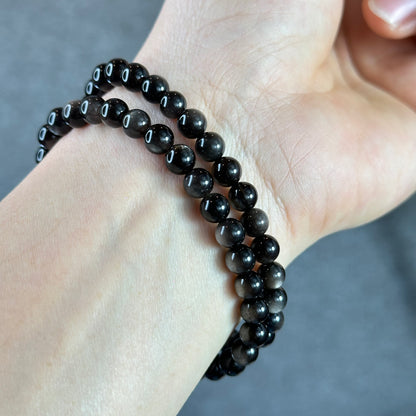 Natural Silver Obsidian Bracelet Size 6 mm