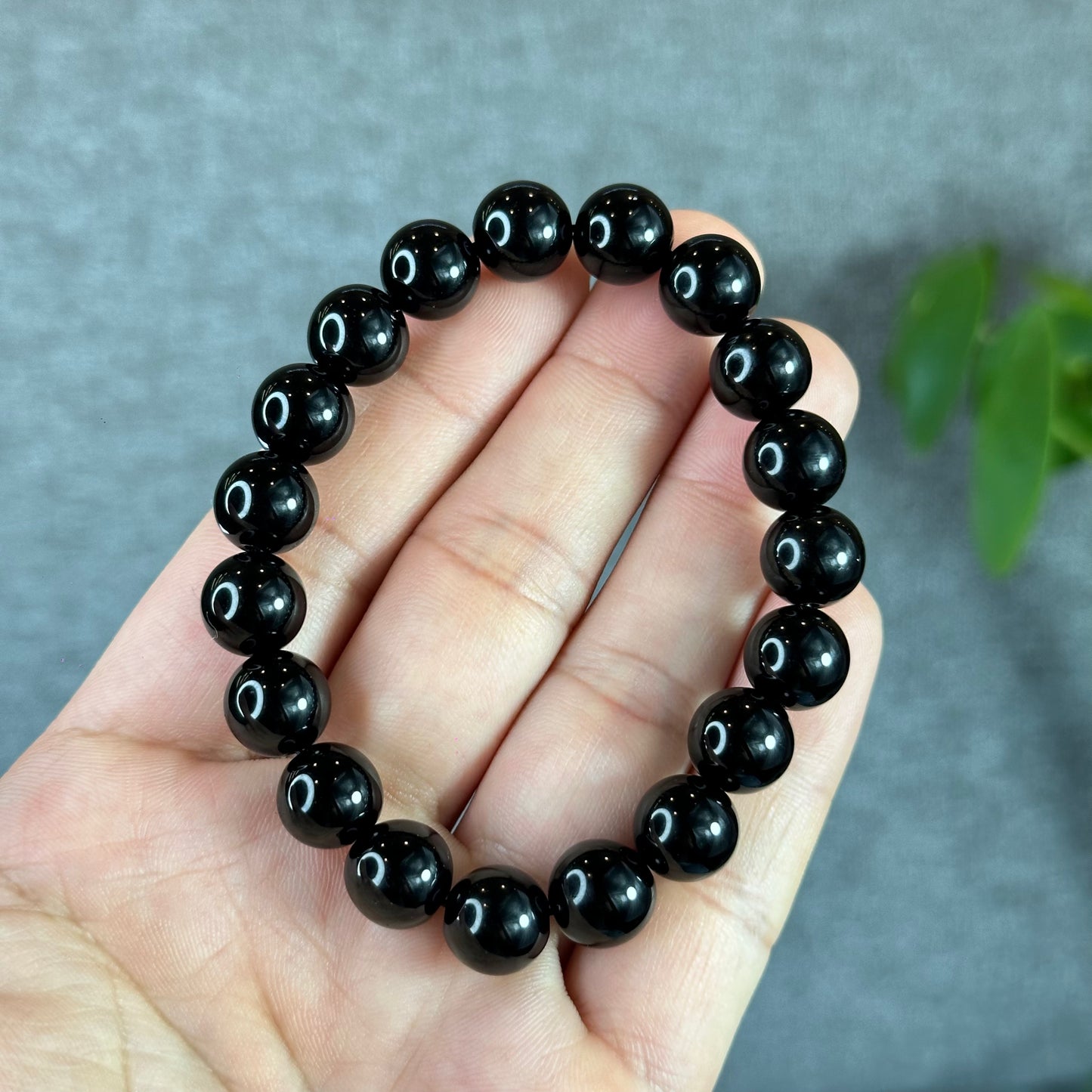 Natural Black Obsidian Bracelet Size 10 mm