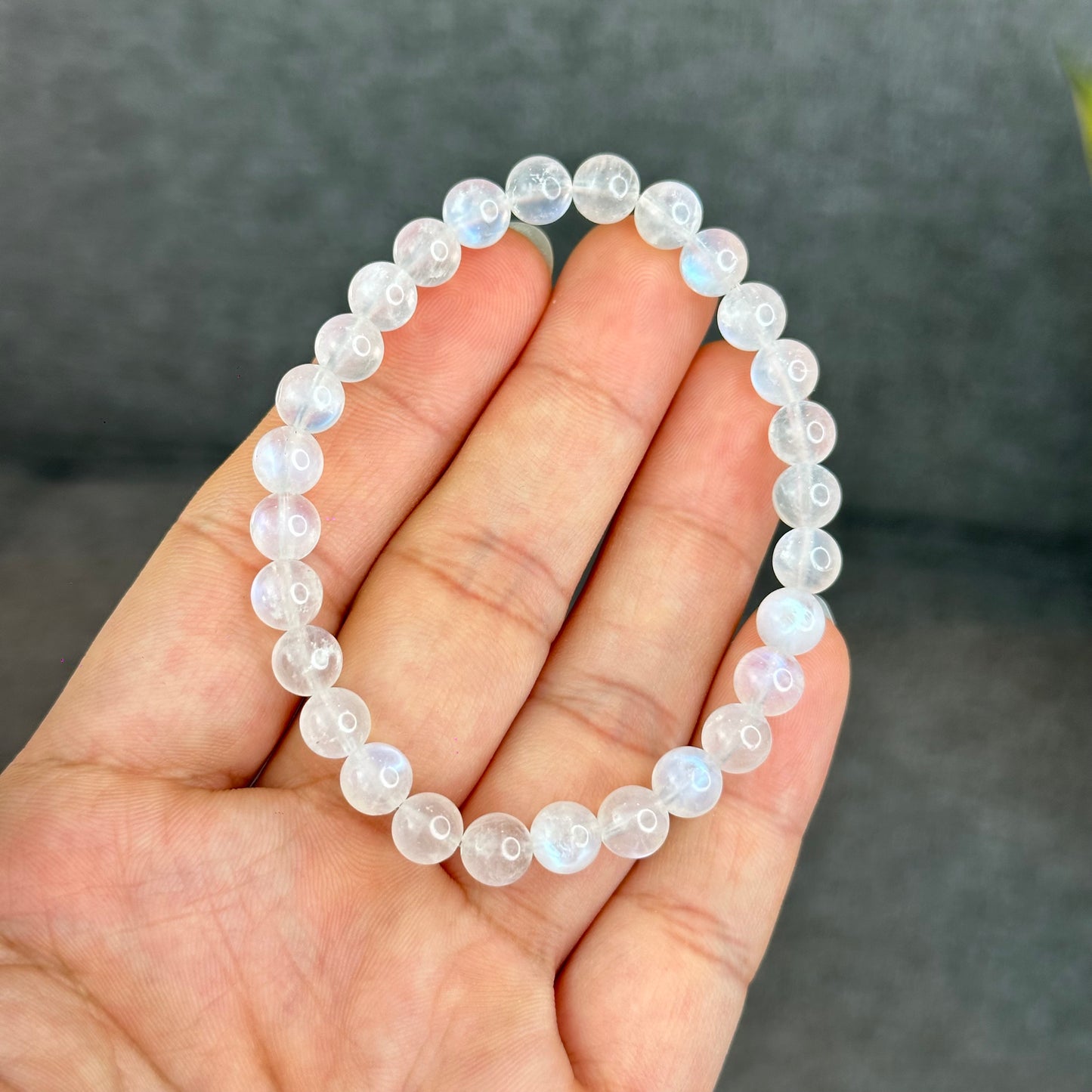 Natural Blue Moonsttone Bracelet Size 6.5 mm