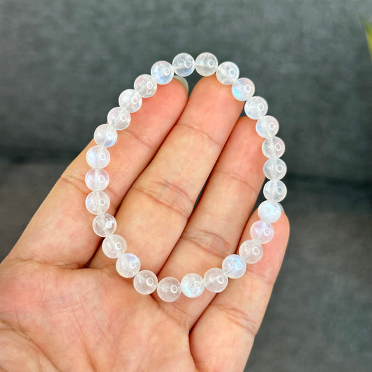 Natural Blue Moonsttone Bracelet Size 6.5 mm