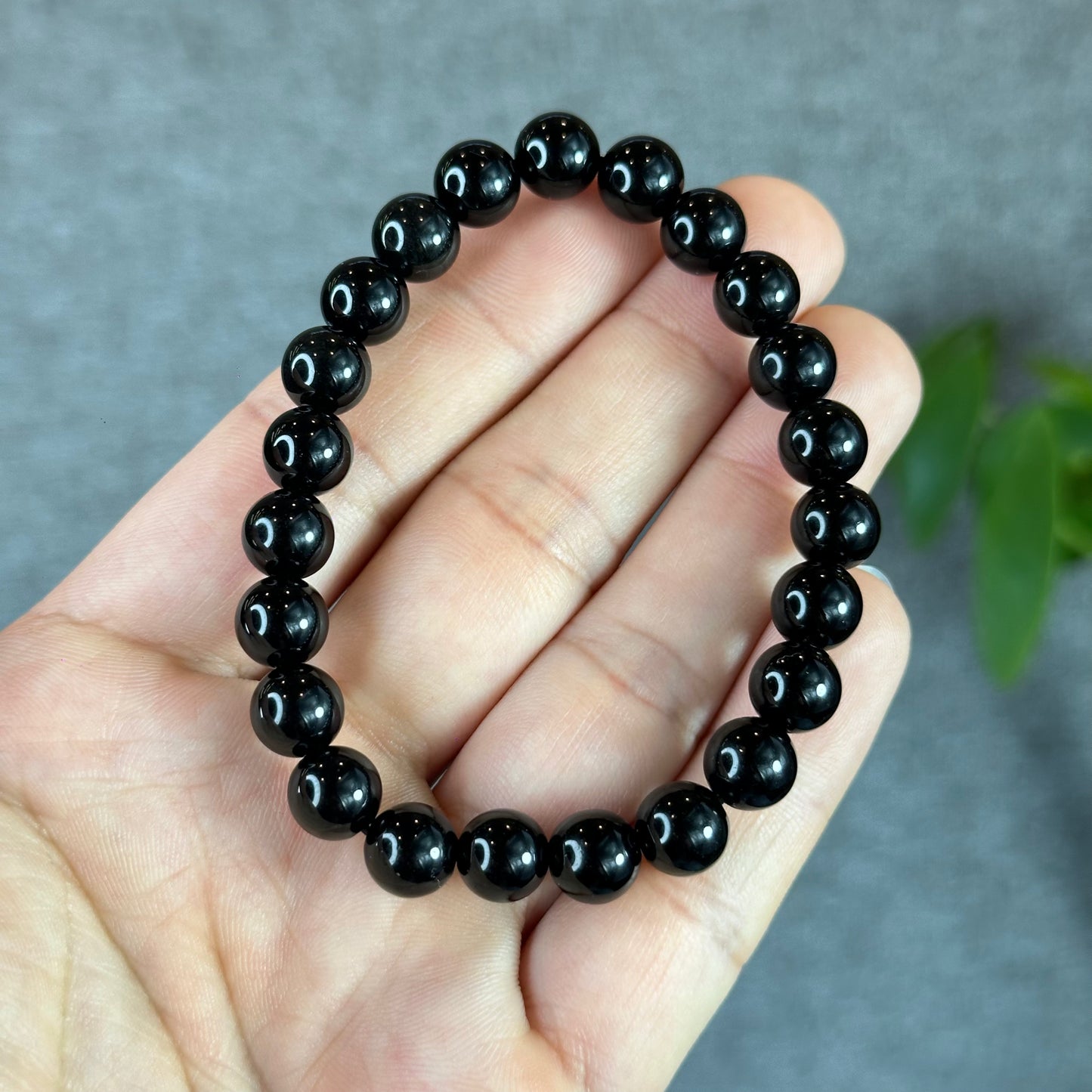 Natural Black Obsidian Bracelet Size 8 mm