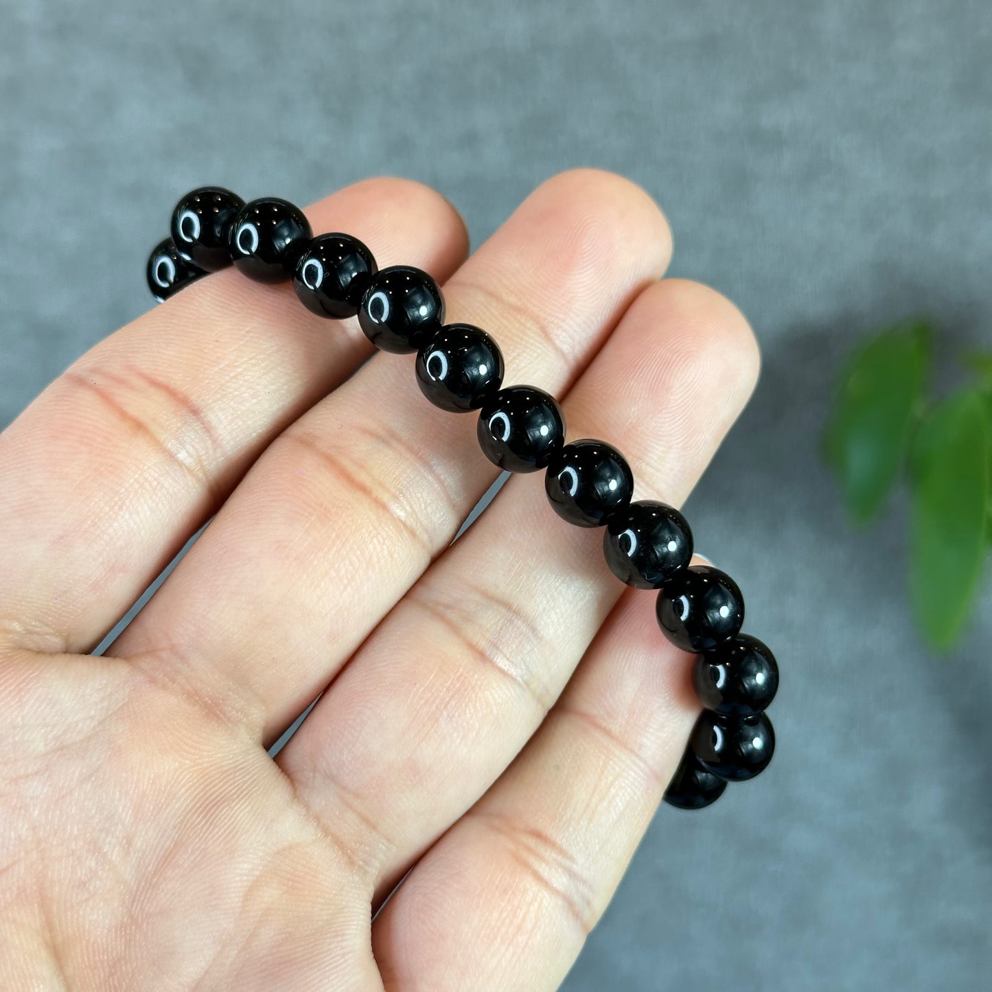 Natural Black Obsidian Bracelet Size 8 mm