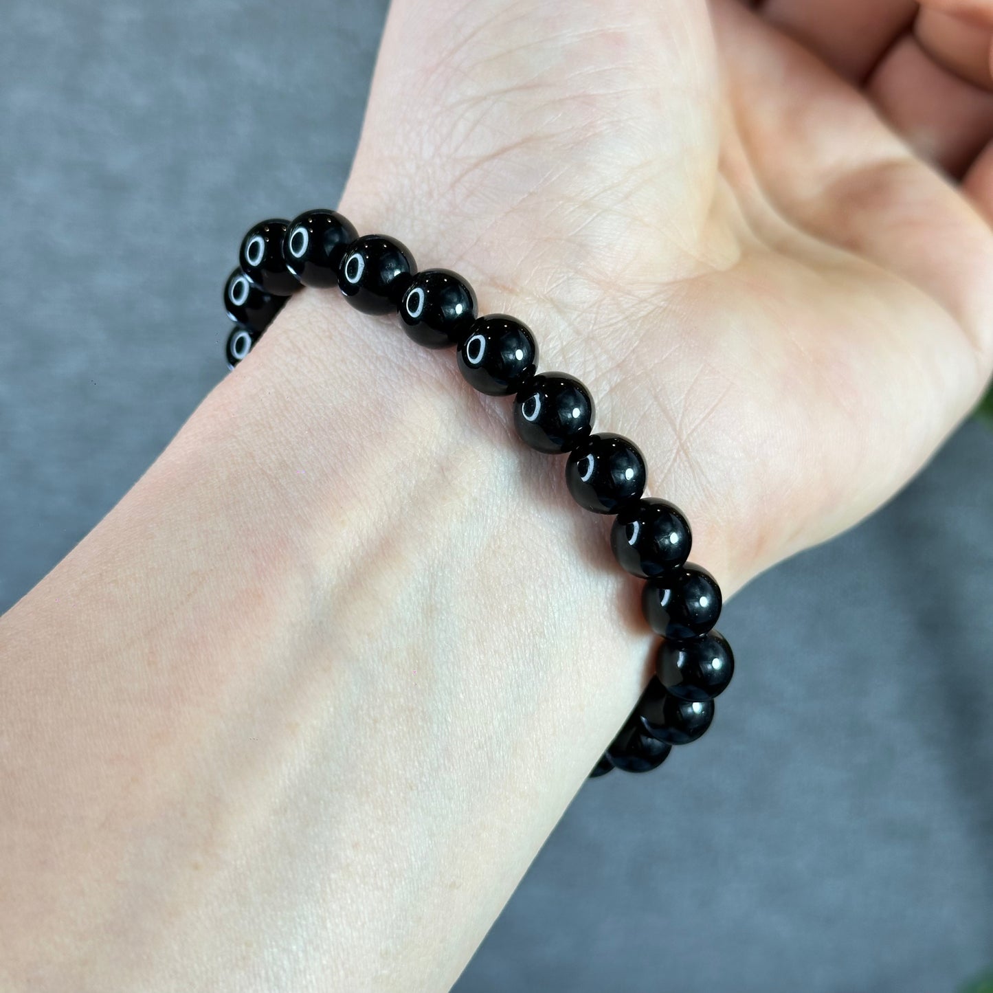 Natural Black Obsidian Bracelet Size 8 mm