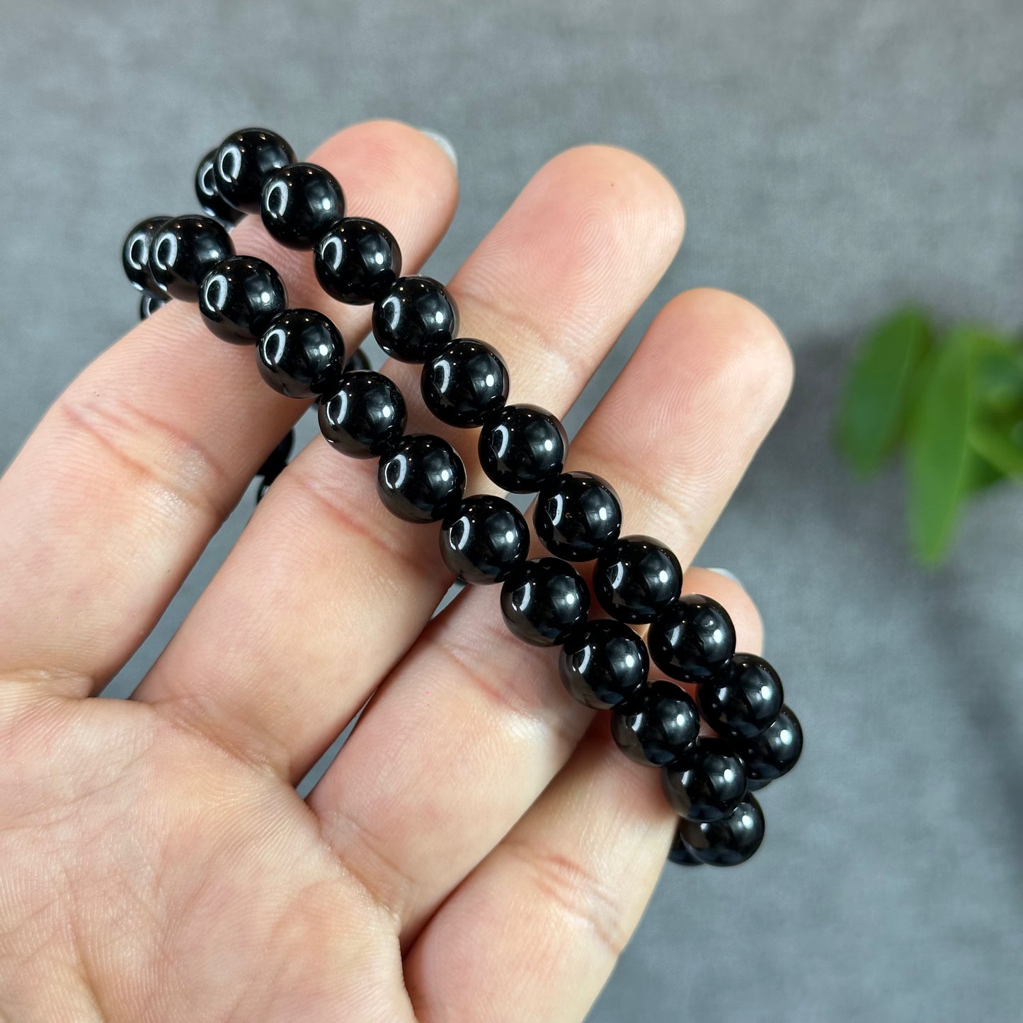 Natural Black Obsidian Bracelet Size 8 mm