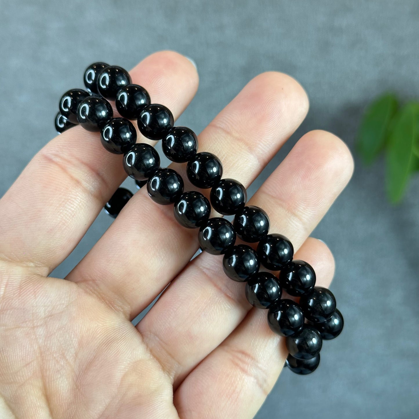 Natural Black Obsidian Bracelet Size 8 mm