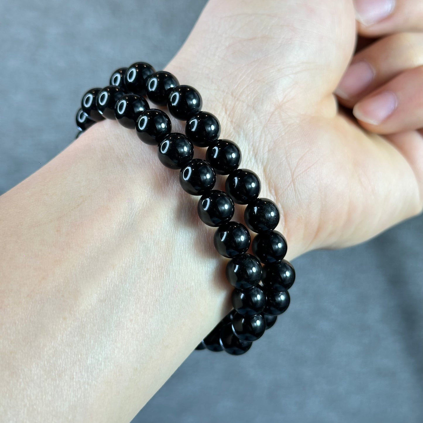 Natural Black Obsidian Bracelet Size 8 mm