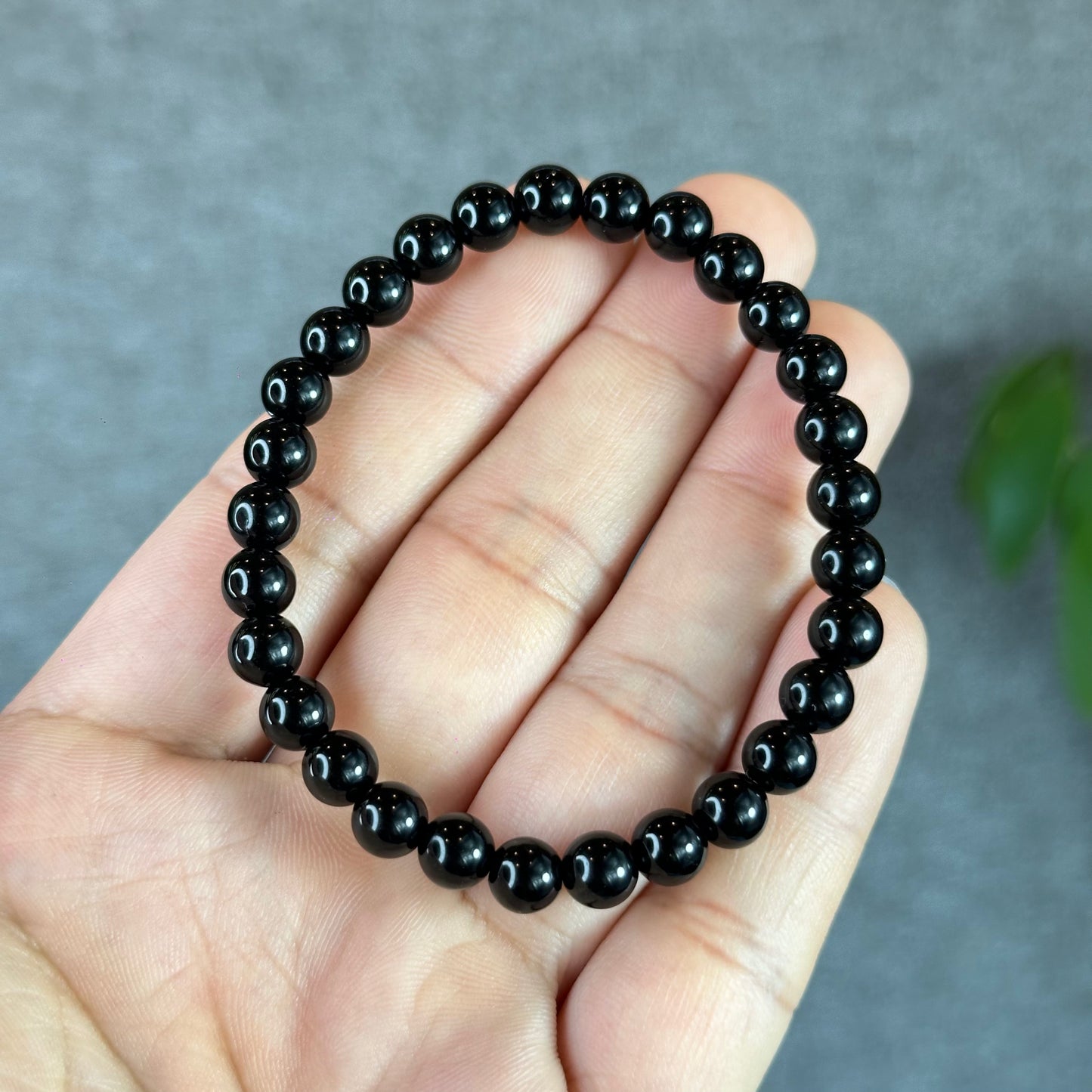 Natural Black Obsidian Bracelet Size 6 mm