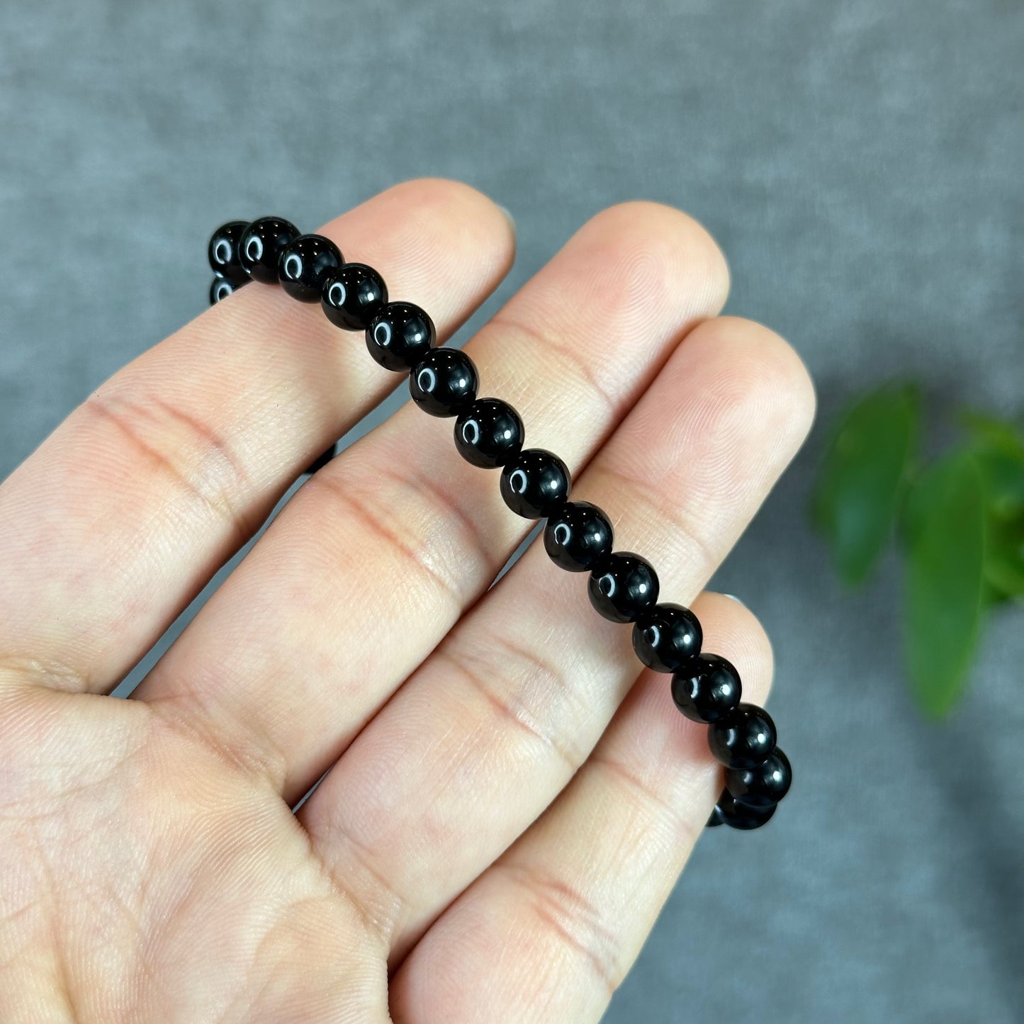 Natural Black Obsidian Bracelet Size 6 mm