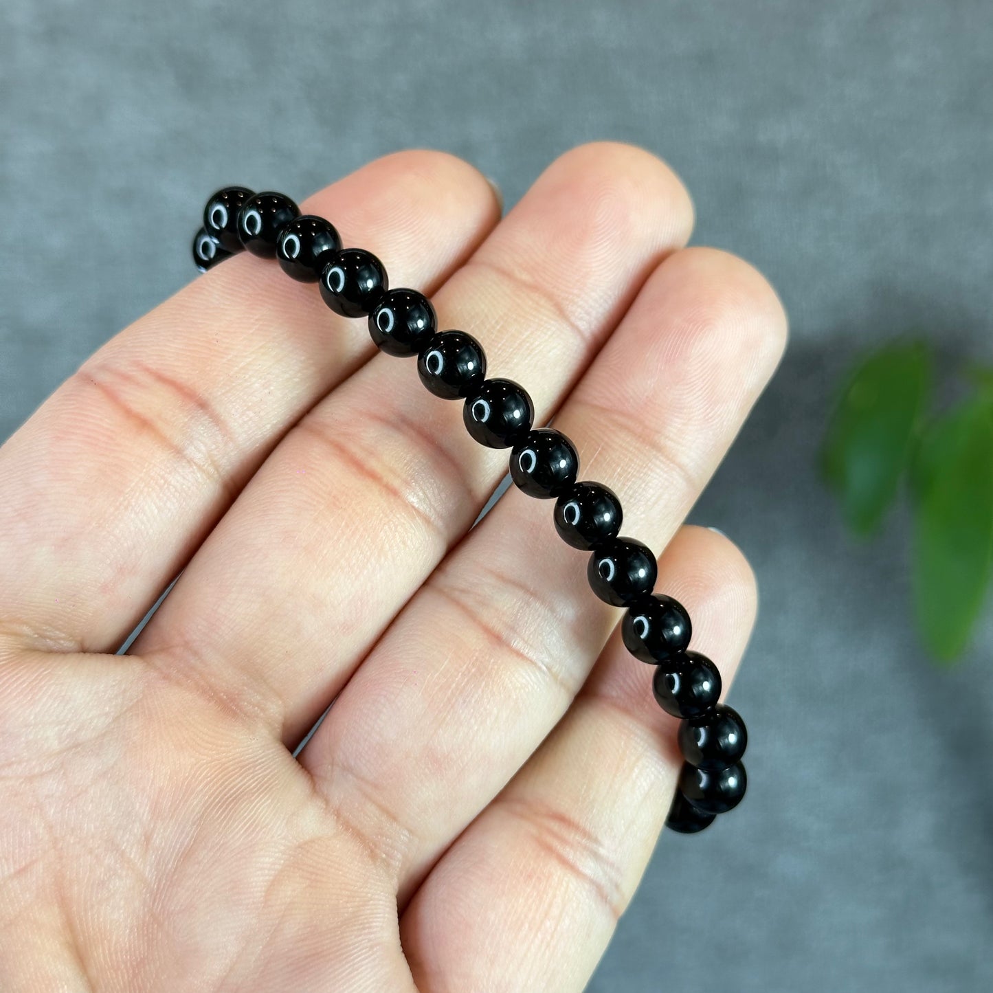 Natural Black Obsidian Bracelet Size 6 mm