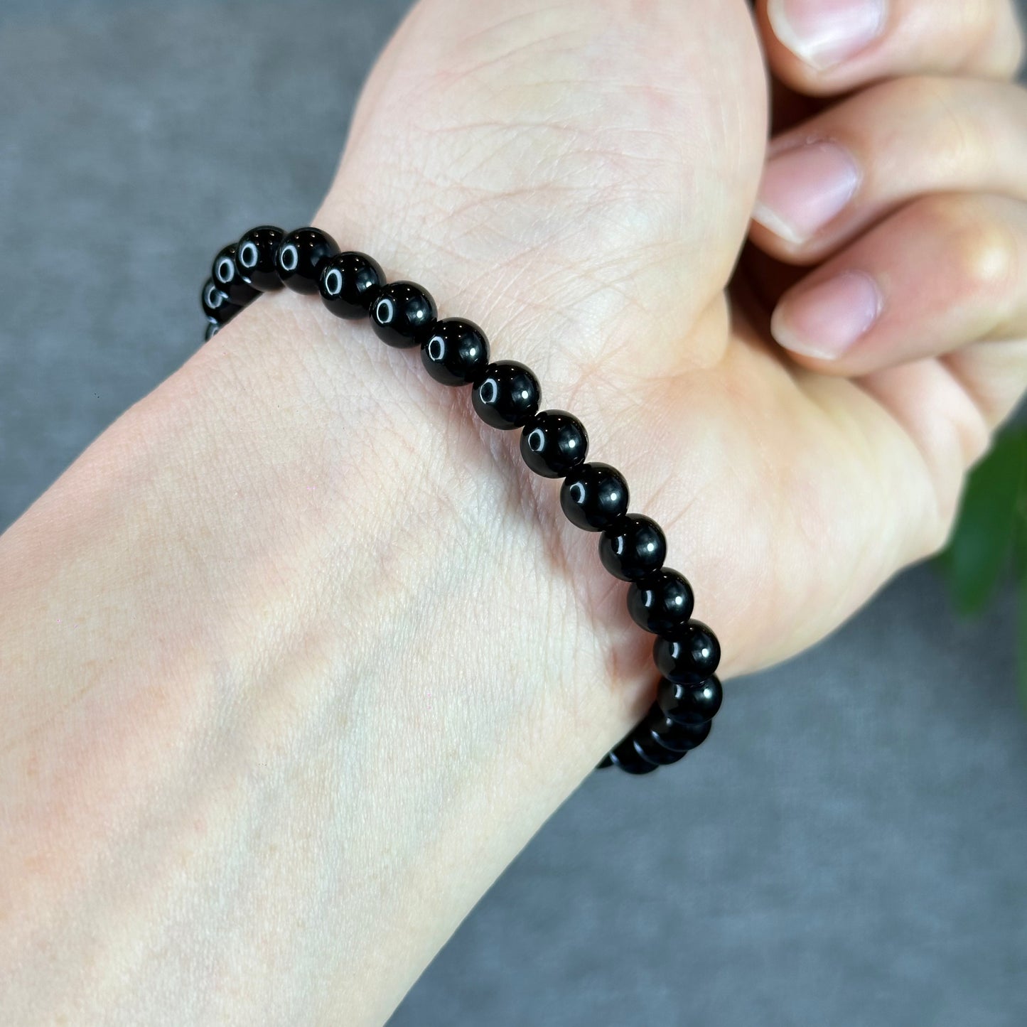 Natural Black Obsidian Bracelet Size 6 mm