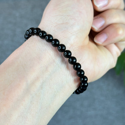 Natural Black Obsidian Bracelet Size 6 mm