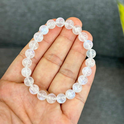 Natural Blue Moonsttone Bracelet Size 8 mm