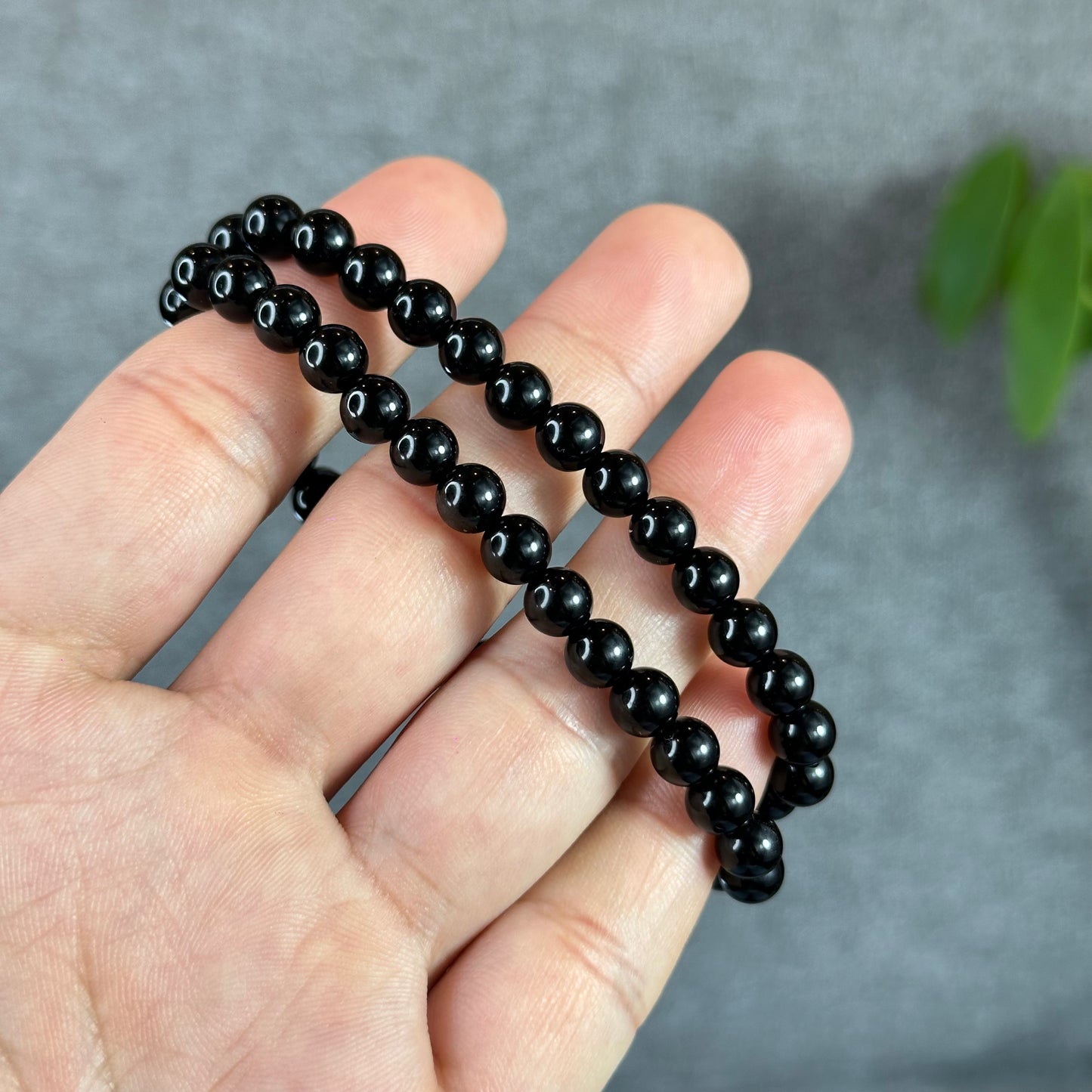 Natural Black Obsidian Bracelet Size 6 mm