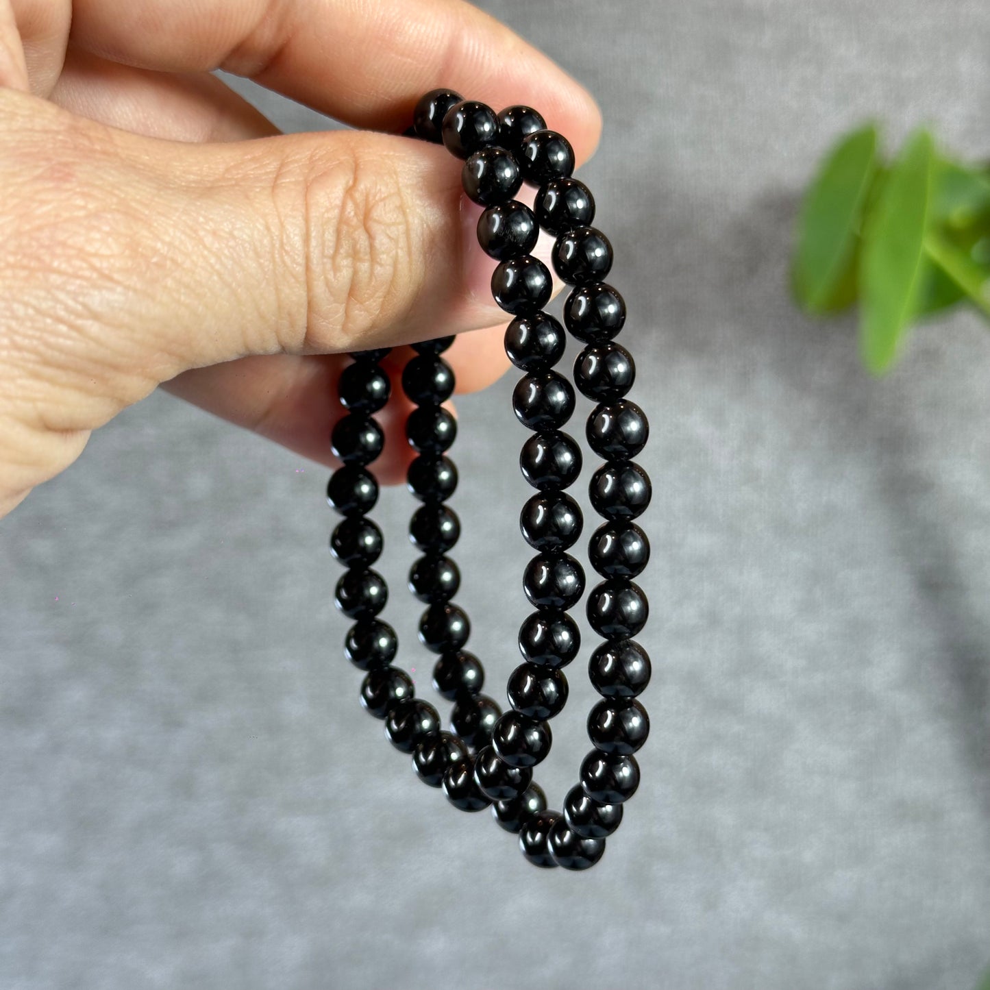 Natural Black Obsidian Bracelet Size 6 mm