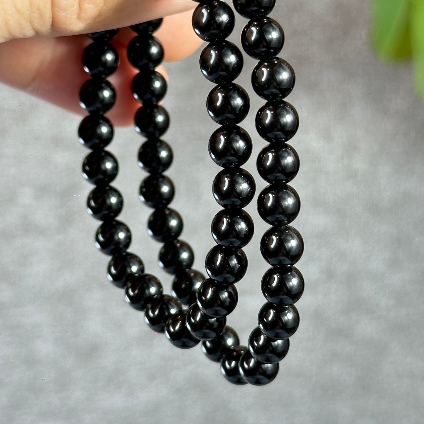 Natural Black Obsidian Bracelet Size 6 mm