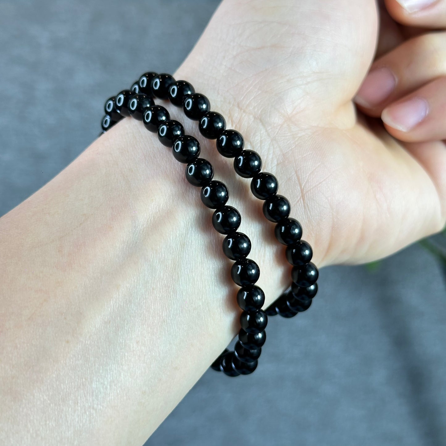 Natural Black Obsidian Bracelet Size 6 mm