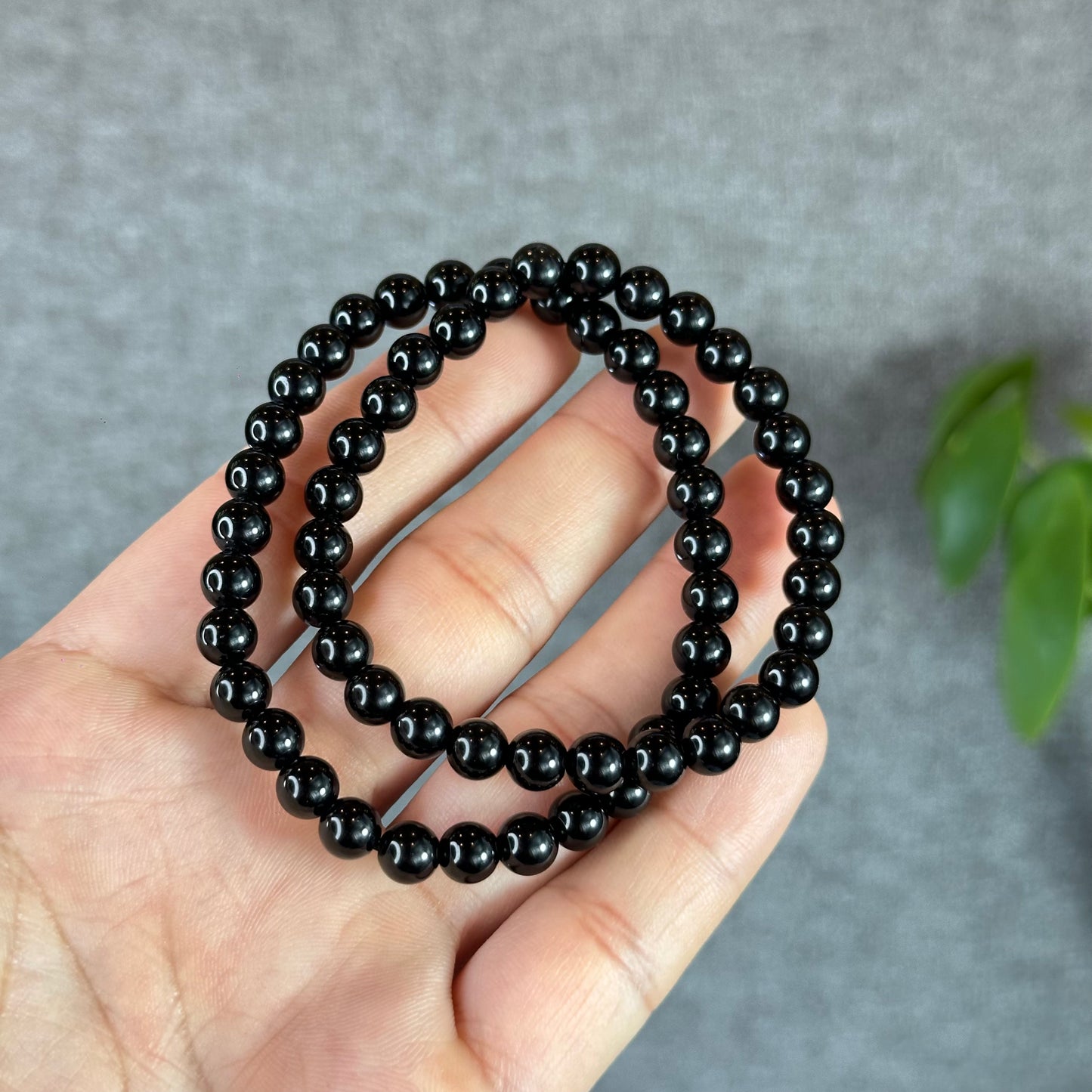 Natural Black Obsidian Bracelet Size 6 mm