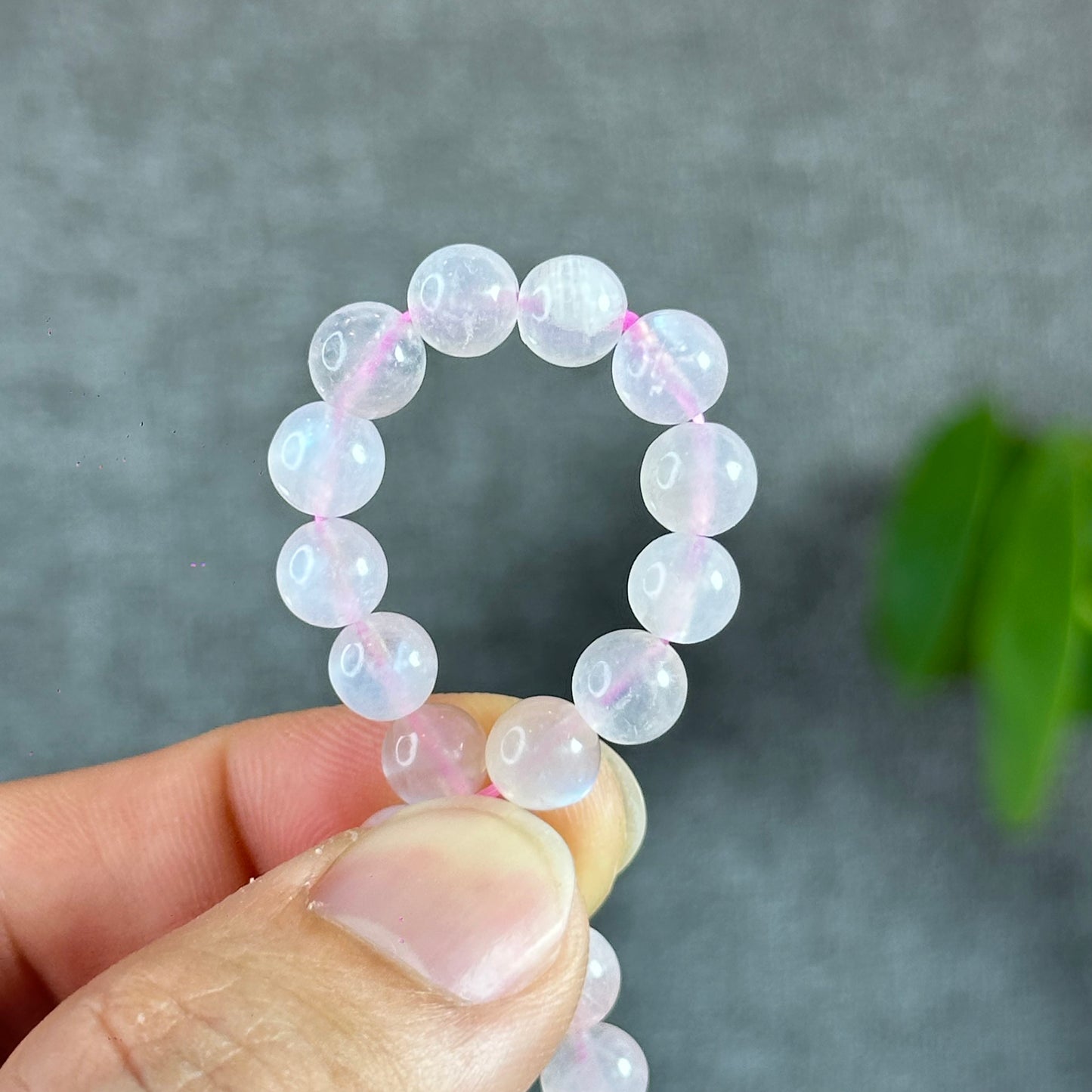 Natural Pink Moonstone Triple Wrap Bracelet Slze 6.5 mm