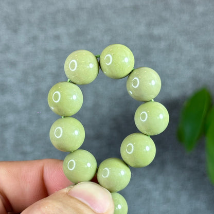 Natural Pastel Green Alashan Agate Bracelet Size 11.8 mm