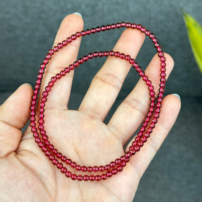 Natural Garnet Triple Wrap Bracelet Size 4 mm