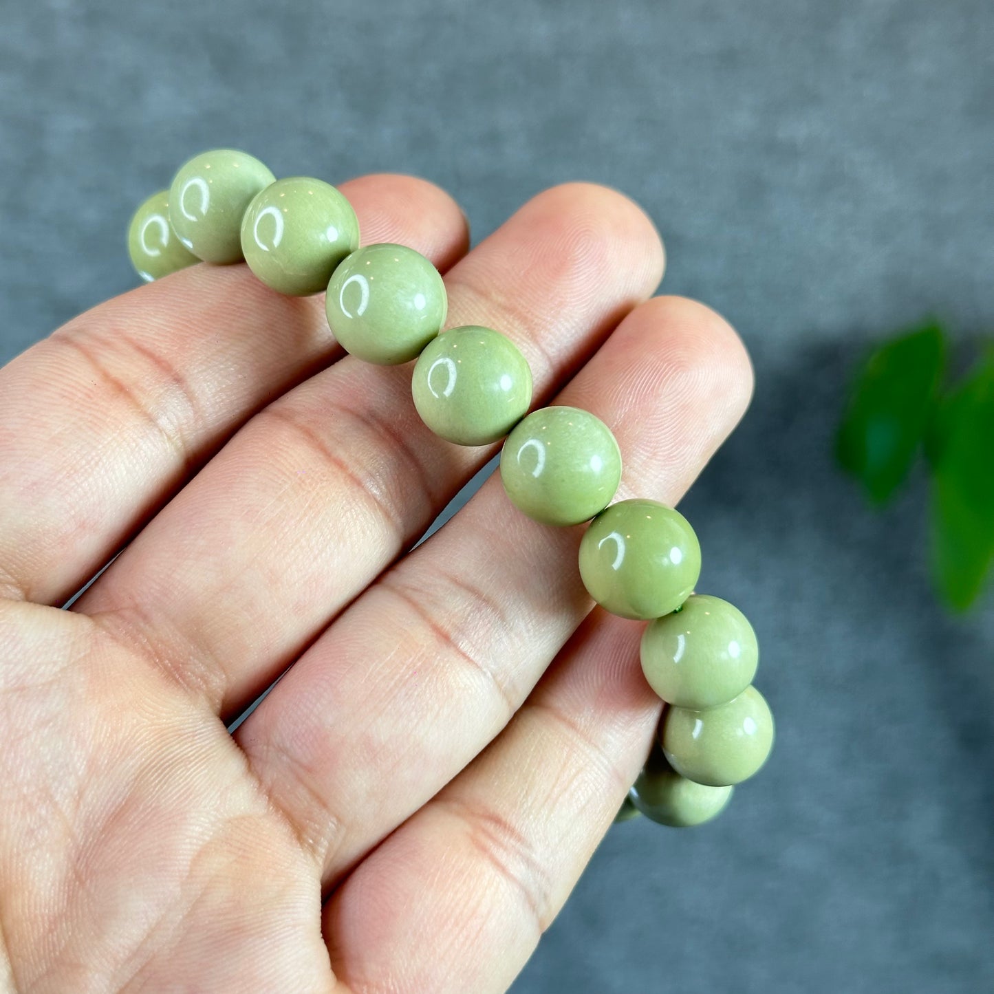 Natural Pastel Green Alashan Agate Bracelet Size 11.2 mm