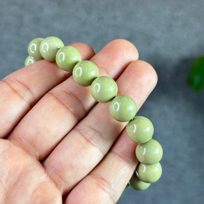 Natural Pastel Green Alashan Agate Bracelet Size 11.2 mm