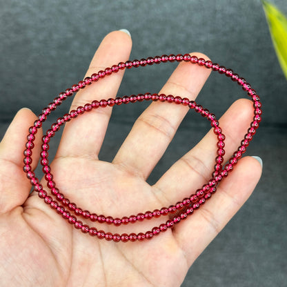 Natural Garnet Triple Wrap Bracelet Size 4 mm