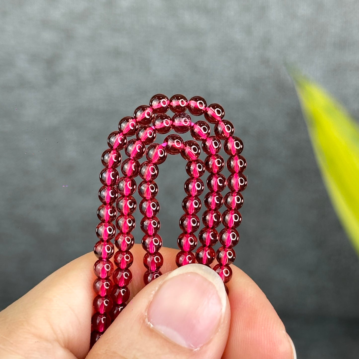 Natural Garnet Triple Wrap Bracelet Size 4 mm