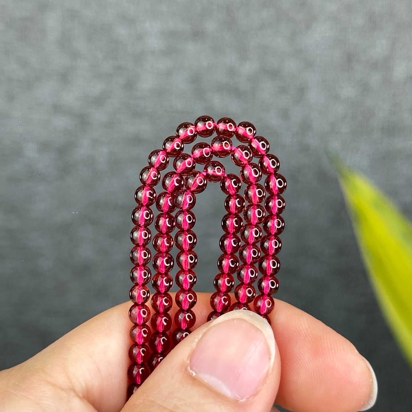 Natural Garnet Triple Wrap Bracelet Size 4 mm