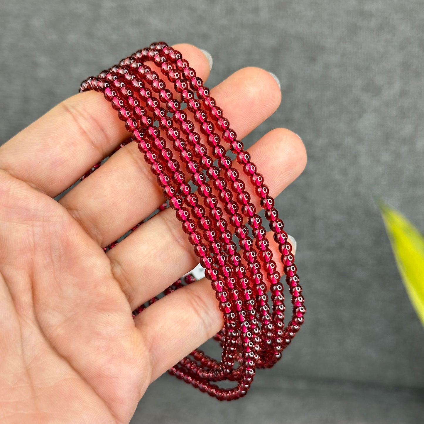 Natural Garnet Triple Wrap Bracelet Size 4 mm