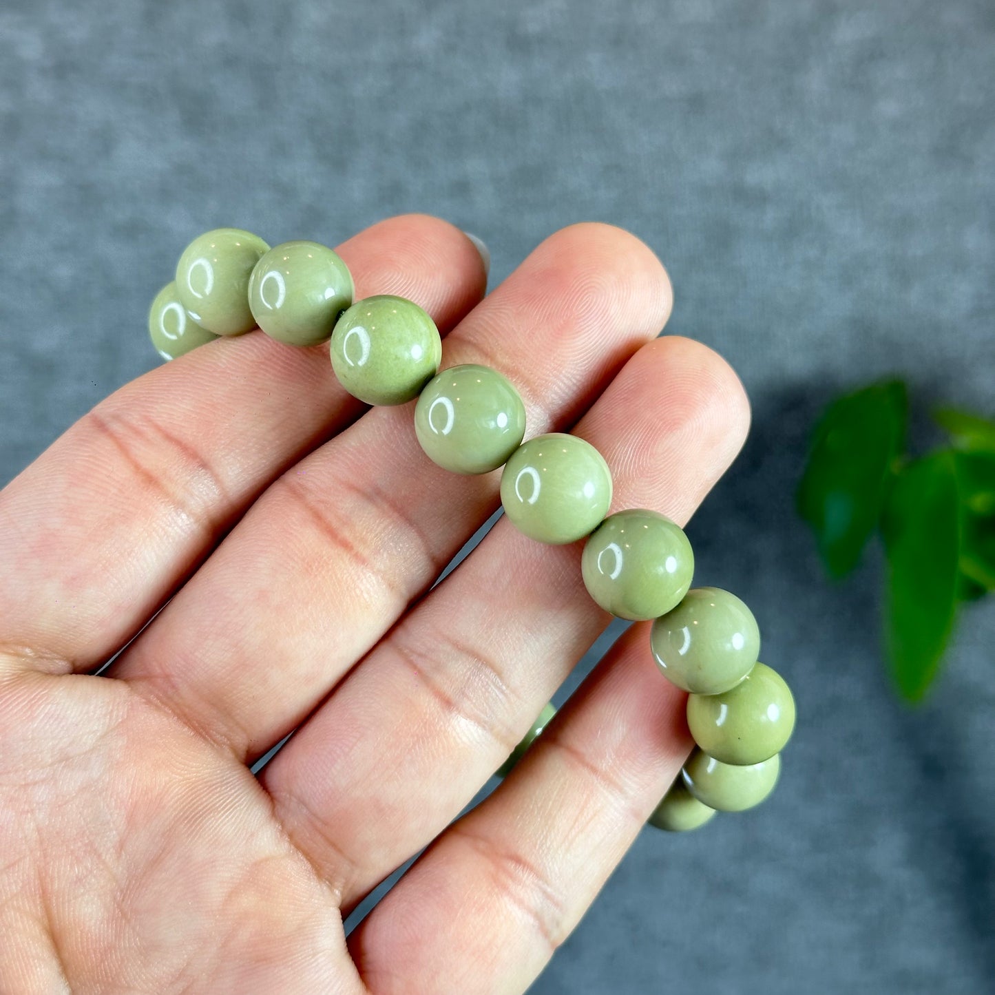 Natural Pastel Green Alashan Agate Bracelet Size 11.2 mm