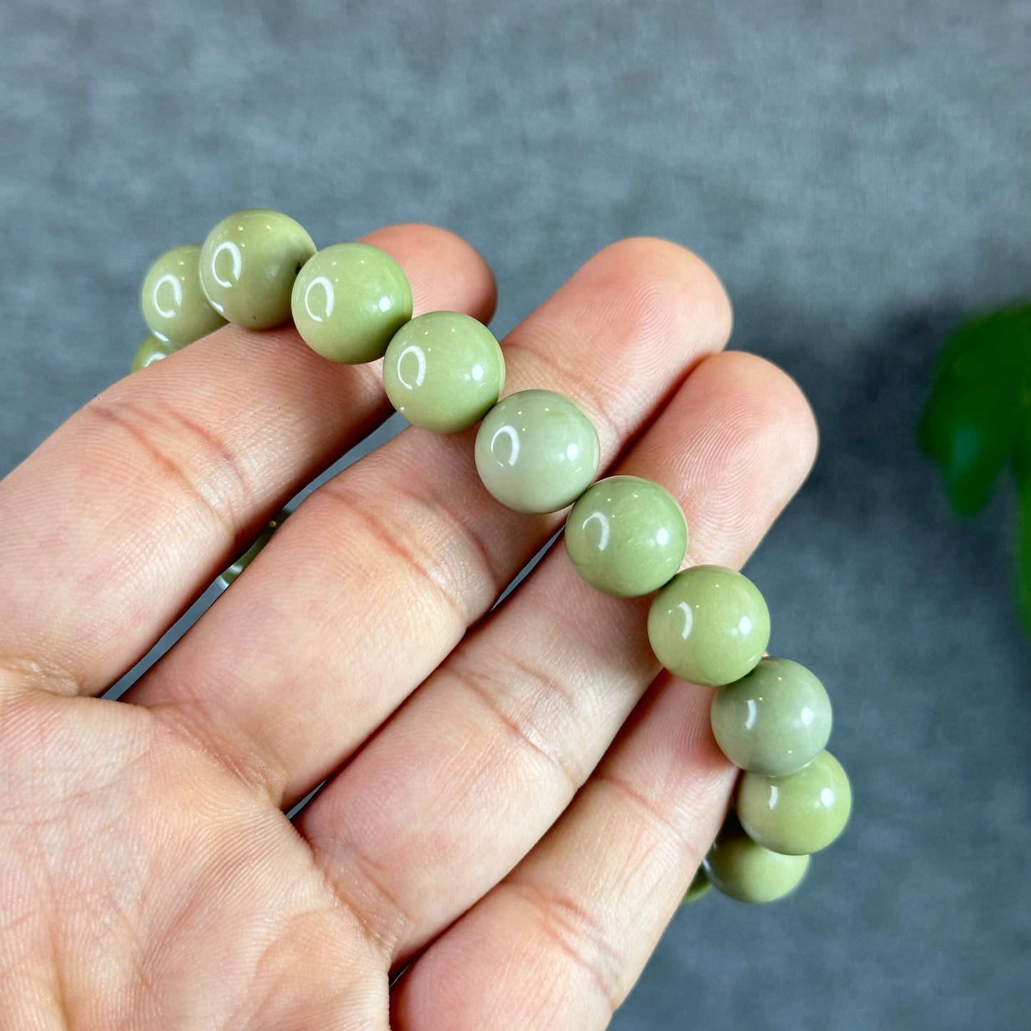 Natural Pastel Green Alashan Agate Bracelet Size 11.2 mm