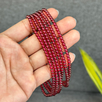 Natural Garnet Triple Wrap Bracelet Size 4 mm