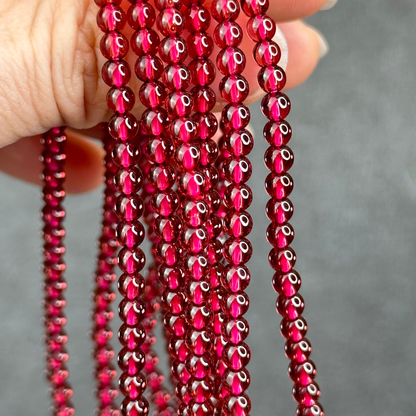 Natural Garnet Triple Wrap Bracelet Size 4 mm