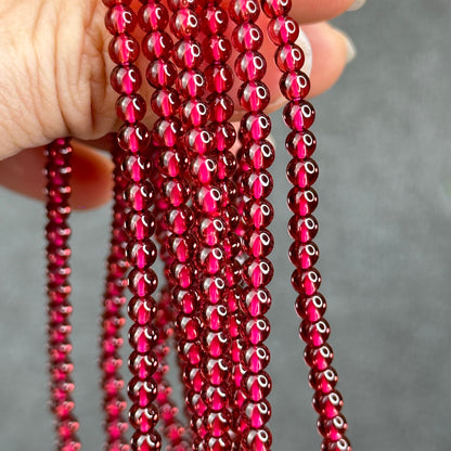 Natural Garnet Triple Wrap Bracelet Size 4 mm