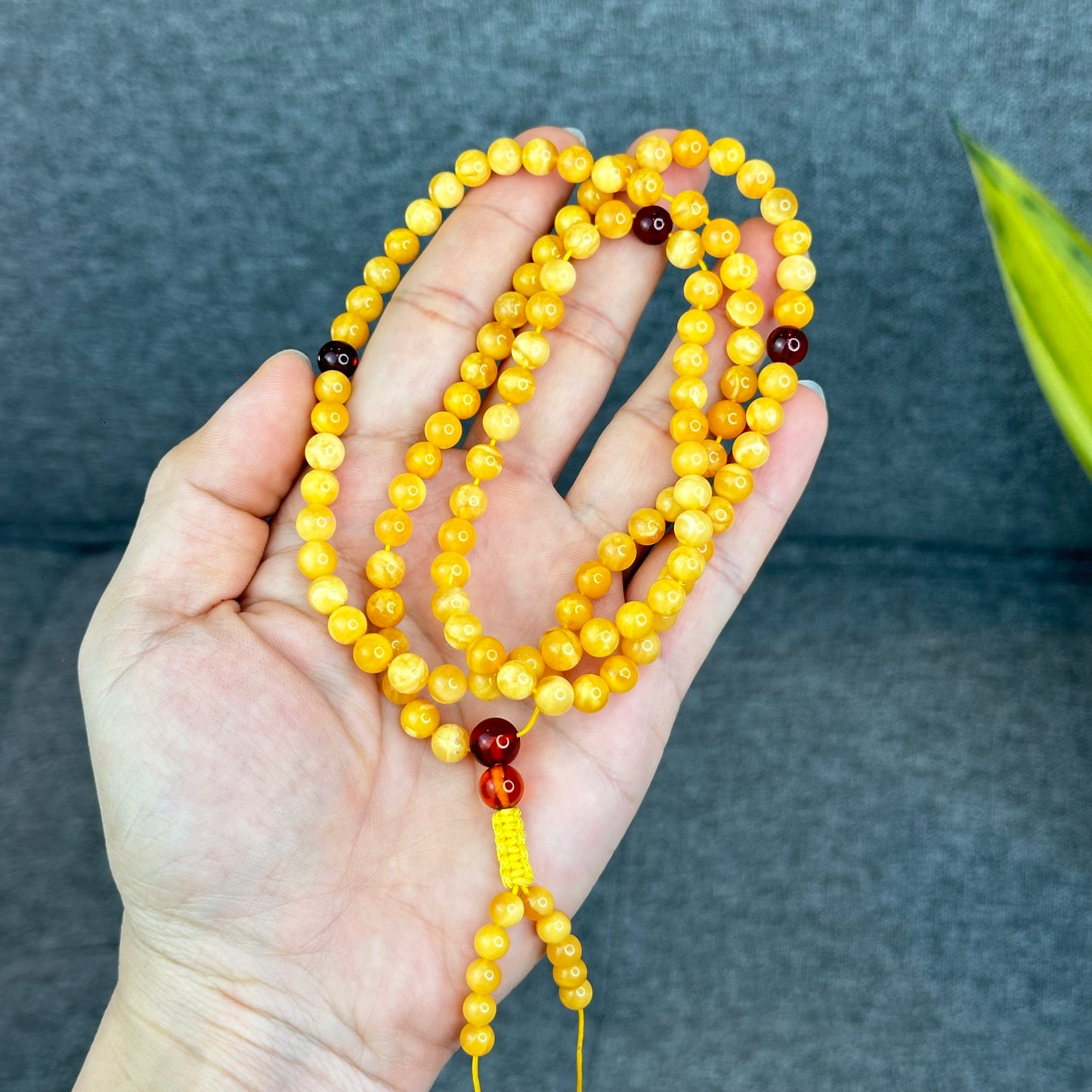 Natural Golden Milky Amber Triple Wrap Bracelet Size 6.5 mm